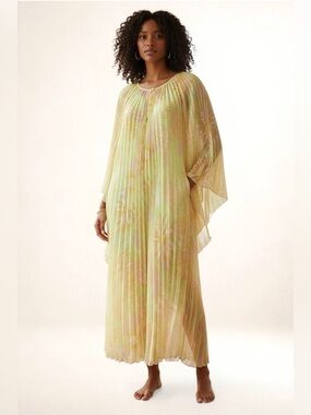 NWT ModCloth Pleated Kaftan Dress Floral Maxi Slip Small